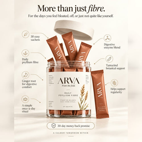 More than just fibre: 30 easy sachets, daily psyllium fibre, ginger root for digestive comfort, a digestive enzyme blend, tamarind, and a 30-day money-back promise
